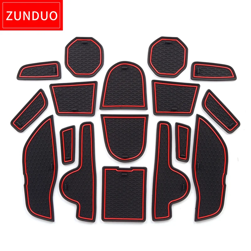 ZUNDUO Anti-Slip Gate Slot Pad For RENEGADE 2016 - 2018 Accessories Interior Non-Slip Door Mats/Cup Mat 17PCS red white |