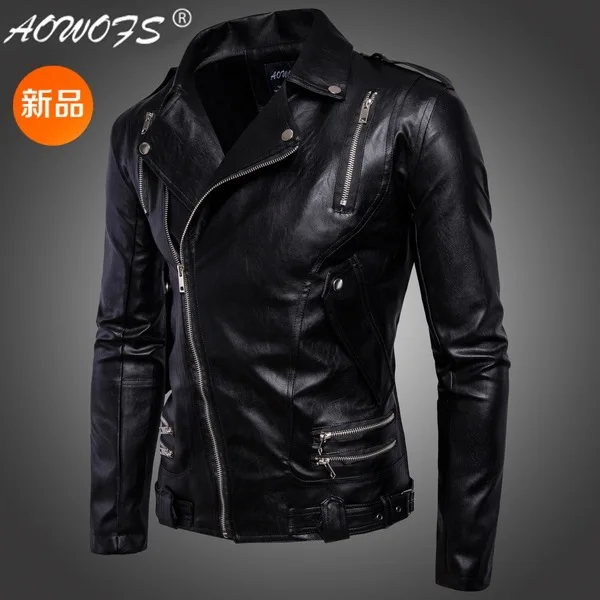 Мужская кожаная куртка на молнии с отложным воротником|leather jacket|leather jacket leather jacketmen