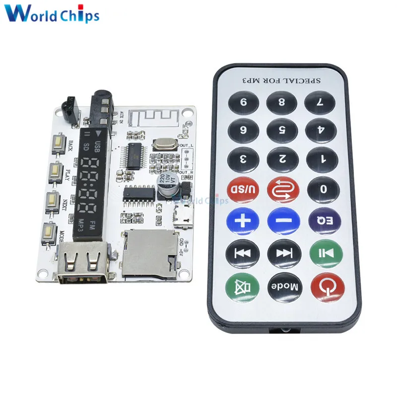 Цифровой светодиодный дисплей беспроводной Bluetooth FM MP3 декодирующая плата TF Micro SD карта аудио звуковой модуль с инфракрасным пультом дистанционного управления