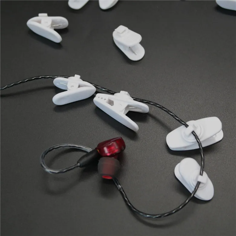 

100pcs/lot White Clamps for headphones headset clamp Collar Clip for headphone cable clips for earphone accessories MP3 MP4