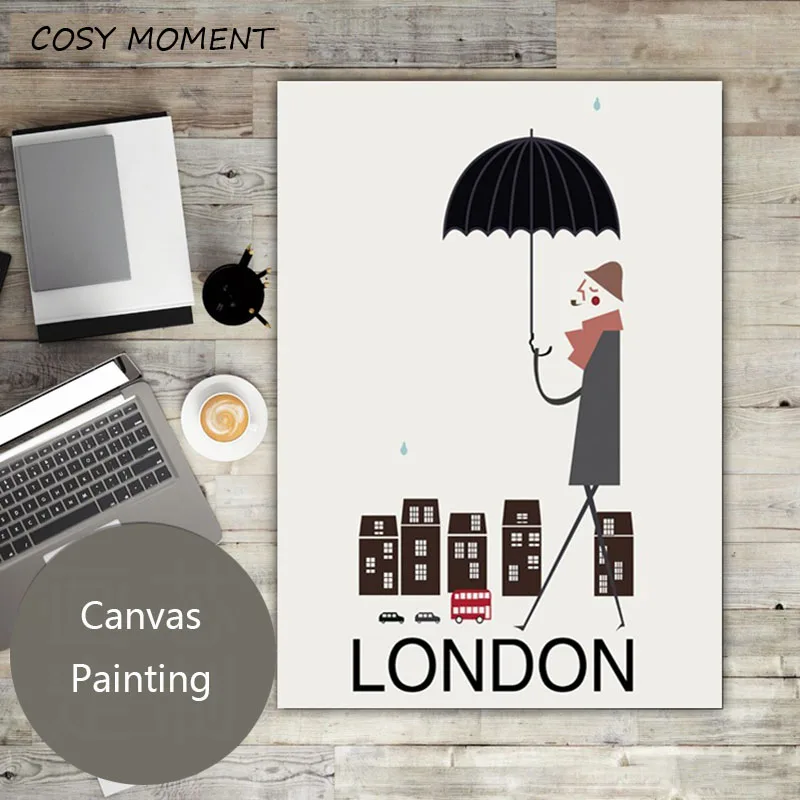 Cosy Moment The Morning of City London Нью Йорк постер с видом Парижа пейзаж Искусство Холст