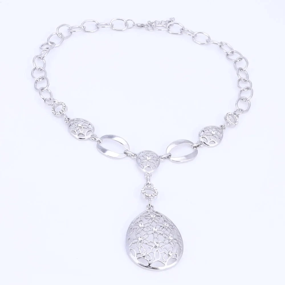 New Women silver Color African Beads Jewelry Sets For Wedding Fashion Necklace Earrings Bracelet Rings Set Dress Accessories | Украшения и