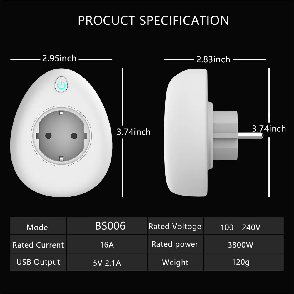 Wi Fi розетка с бесплатным подарком зарядный кабель Smart plug16A США ЕС Великобритания