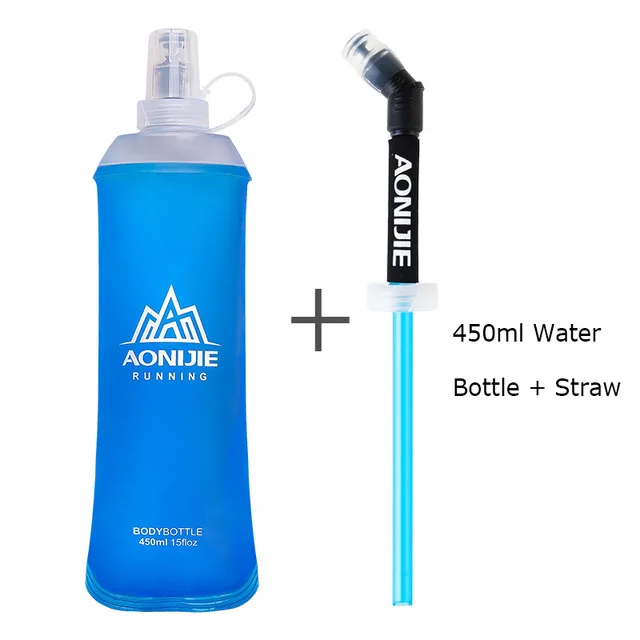 Bottle with straw AONIJIE 450 мм, бутылки для воды ультралегкий складной ТПУ чашка Открытый Бег Кемпинг Туризм Велоспорт Спорт Мягкая фляжка сумка для воды - Цвет: Bottle with straw