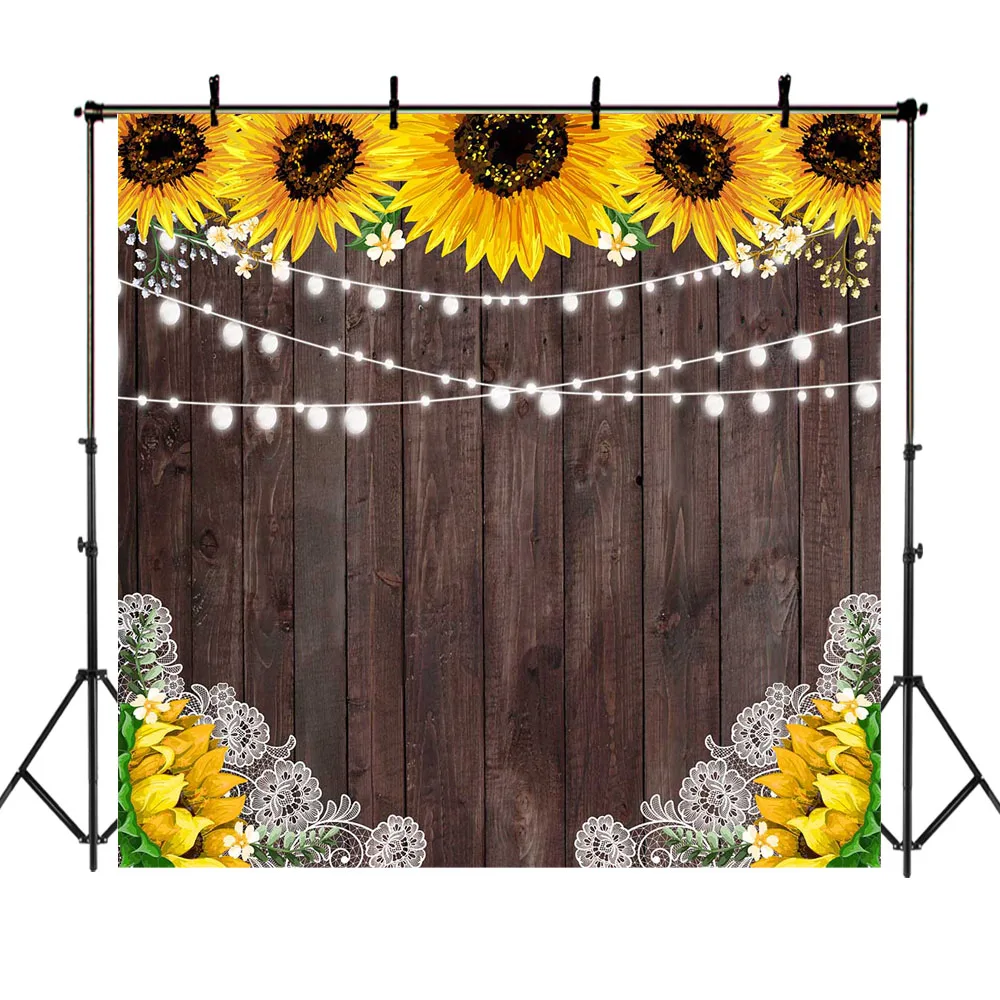 Фон NeoBack Sunflowe с изображением деревянного пола для детского дня рождения|Фон