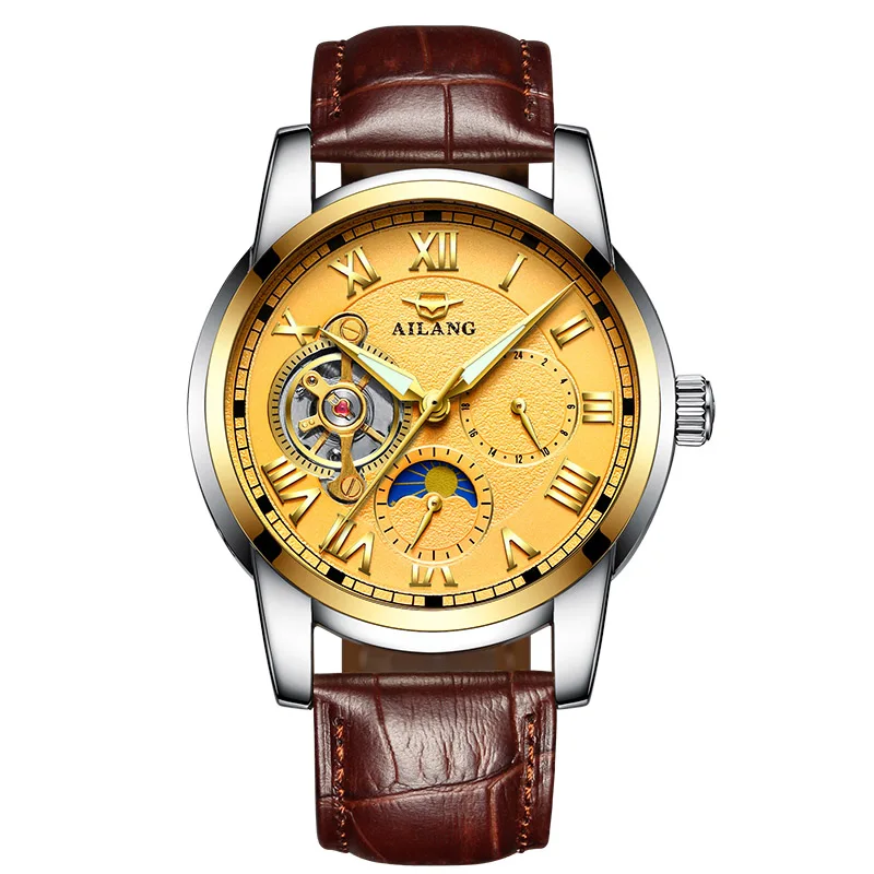 AILANG деловые часы Мужские автоматические светящиеся часы мужские Tourbillon водонепроницаемые механические часы Топ бренд relogio masculino - Цвет: 13