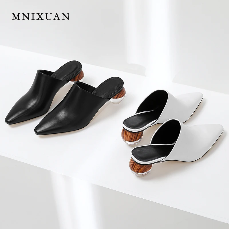 MNIXUAN ручной работы высокого качества женские туфли шлепанцы босоножки 2019 с