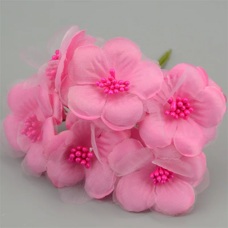 Pink 6 шт./лот, 5 см, шелк, скрапбукинг, мини-роза, искусственная бутоньерка, букет цветов для свадебного украшения, сделай сам, венок, ремесло, свадебный цветок - Цвет: Pink