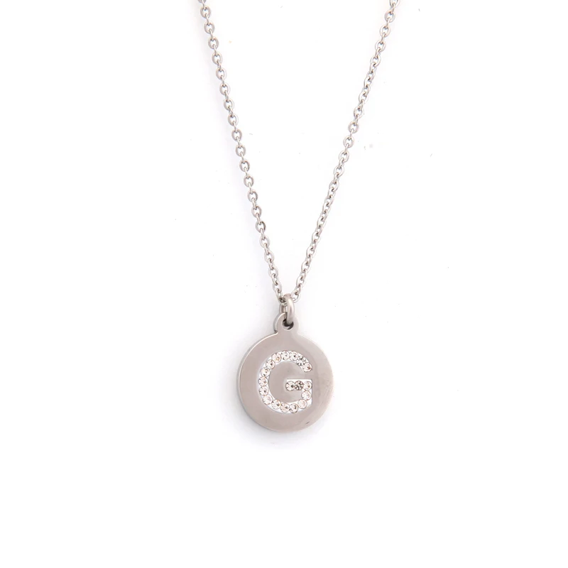 Keamsty 45cm Link Chain Necklace Set with Alfabet G Disc Pendant and Birthstone Dangle Stainless Steel Initial Letter Necklaces | Украшения