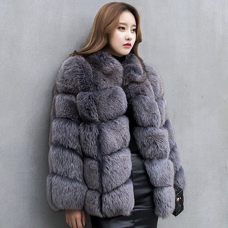 2018 Hot sale warm winter Overcoat fashion fox fur coat large size women's faux women|Куртки из искусственного меха| |