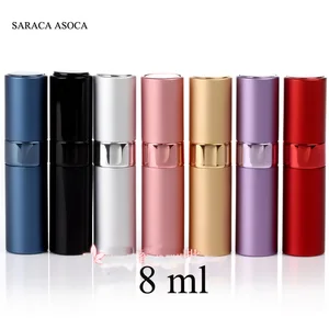 8 мл Высокое качество вращающийся цветной стеклянный флакон для духов пустая бутылка металлический корпус стеклянный вкладыш 20 шт.лот