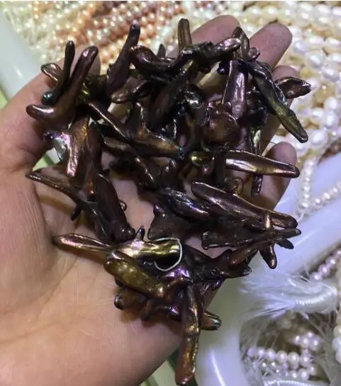 

wb 00155 freshwater pearl brown cross reborn keshi 15"