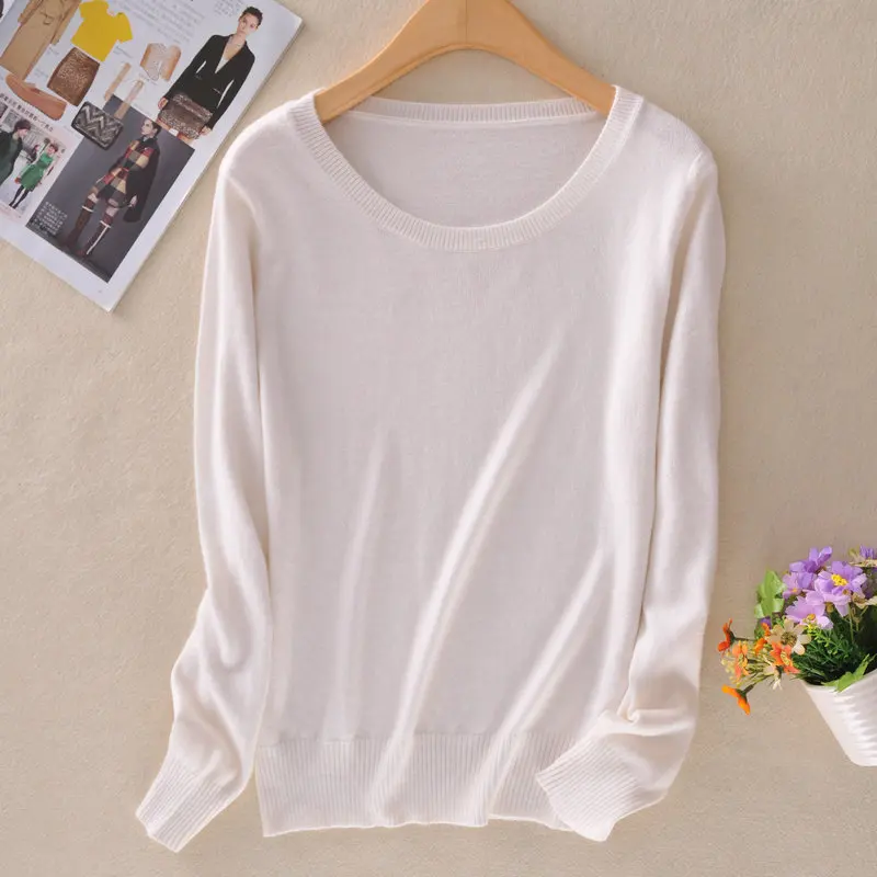 2020 Autumn Round Neck Cashmere Sweater Women Fashion Pullover Winter Sweaters Solid Color Plus Size Knit Bottoming Shirt | Женская