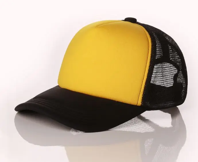 Black and yellow 500 шт./лот, заказной логотип, Кепка водителя грузовика, для взрослых, полиэстер, печатные шапки с логотипом, бейсболки Gorros - Цвет: Black and yellow