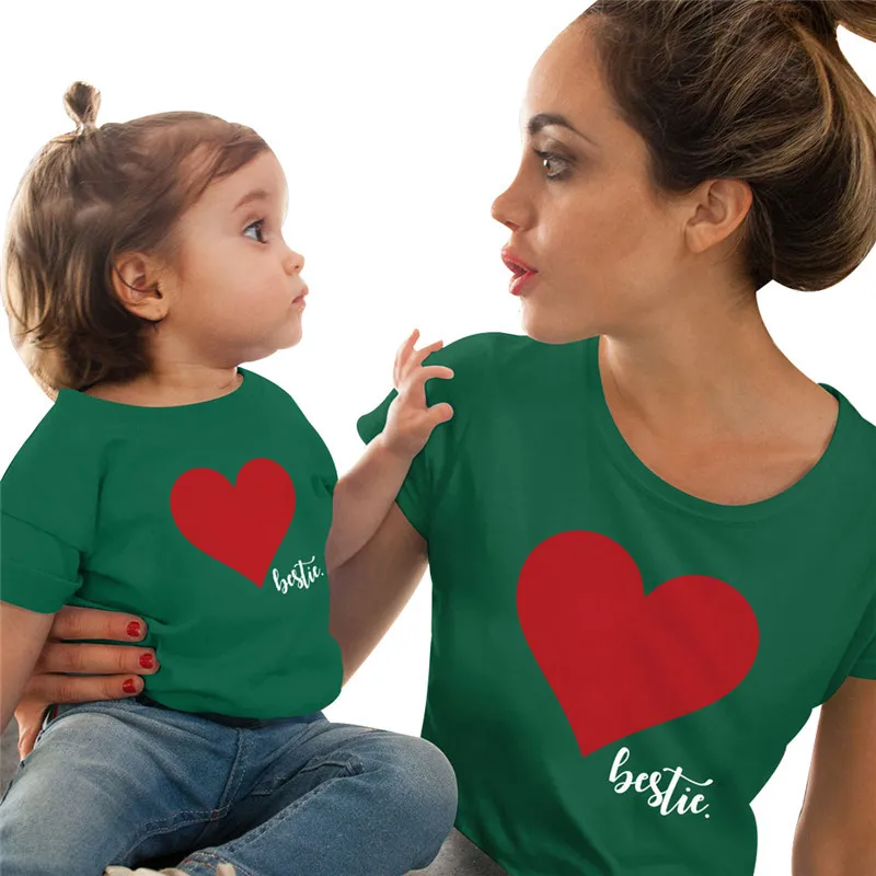 LILIGIRL/ г. Новая Одинаковая одежда для семьи летняя футболка с короткими рукавами и принтом «любовь» для мамы и дочки одежда для мамы и меня - Color: NI1G