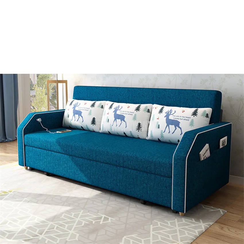 dark blue Диван для гостиной, кровать, мебель, современный моющийся лен, хлопок, твердый деревянный каркас, натуральный латекс+ губка, наполнитель, раскладной диван-кровать - Цвет: dark blue