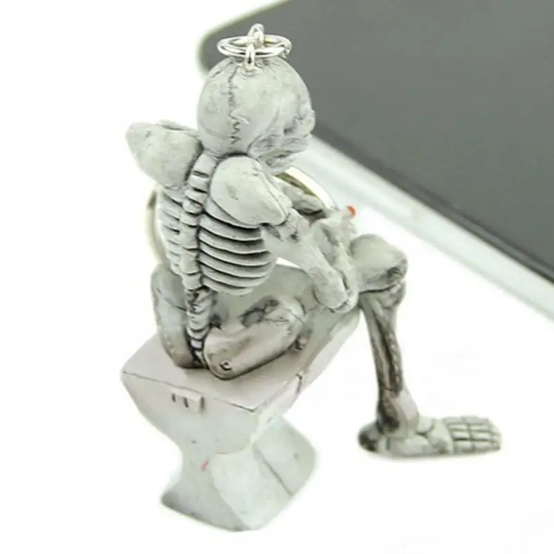 1 шт. модный креативный брелок для ключей с резиновыми черепами в туалете подарок