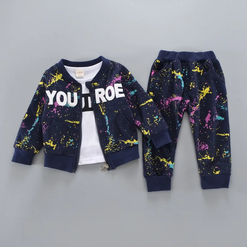 2018 New Children Girls Boys Fashion Clothing Sets Autumn Winter 3 Piece Suit Coat Clothes Baby Cotton Brand Tracksuits 1-4Yr | Детская