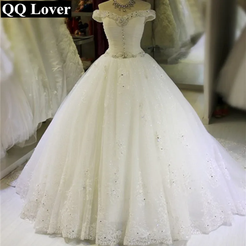 QQ Lover 2019 Новое свадебное платье с вырезом лодочкой элегантное вышитое бисером на