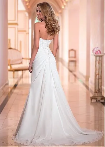 

Vestido De Noiva 2016 New Design Hot Sale Boda Chiffon Beading Robe De Mariage Sleeveless Sweetheart Long Wedding Dress OW 0388