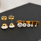 Серьги-гвоздики с фианитами, золотистые, 234568 мм