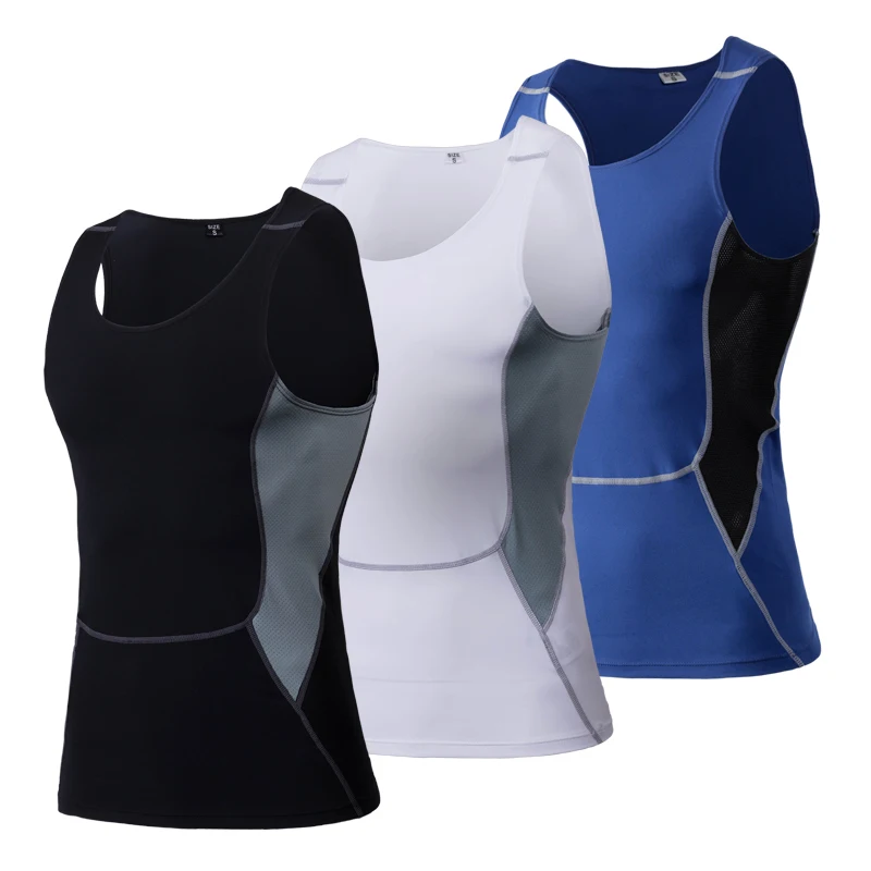 Майка мужская компрессионная базовая жилет для бега майка без рукавов белый цвет