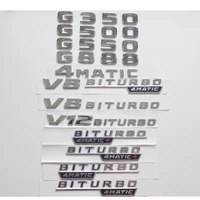 flat chrome trunk letters badge badges emblem emblems sticker for mercedes benz g350 g400 g450 g500 g550 v8 v12 biturbo 4matic