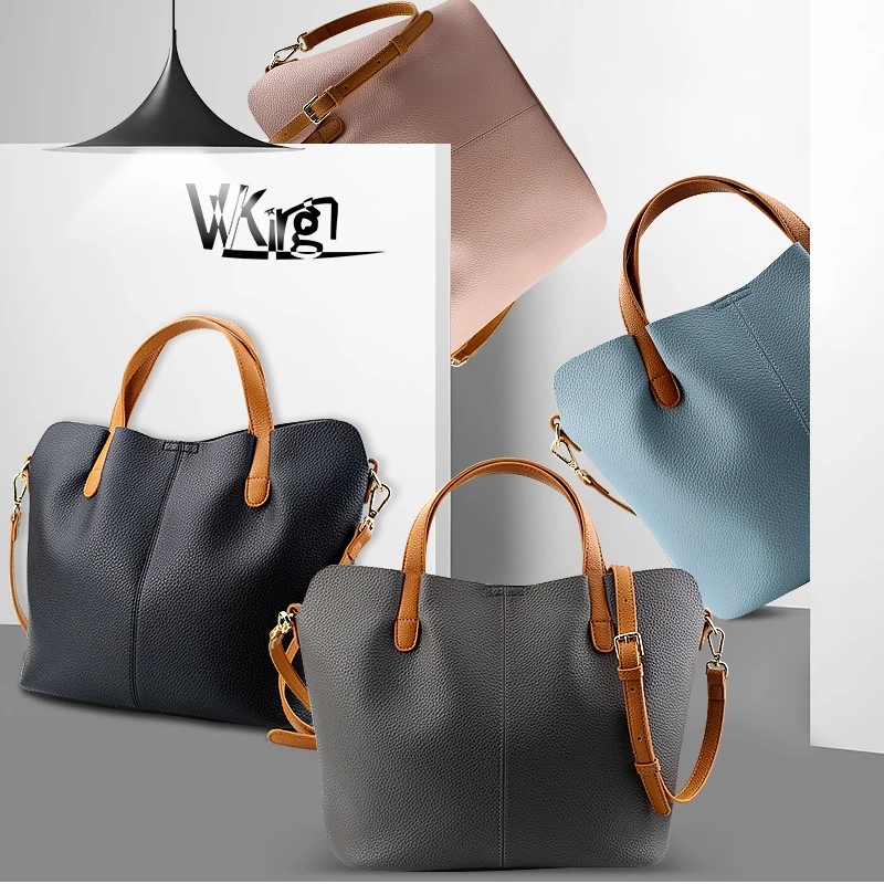 VVKing Винтаж Дамские туфли из pu искусственной кожи Tote сумка ведро дамы сплошной