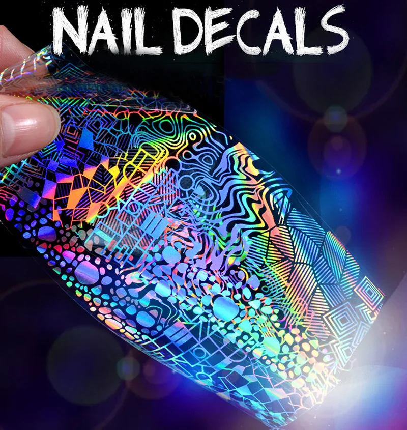 8 листов/Набор ногтей лазерные прозрачные наклейки Винил для 3D изображение