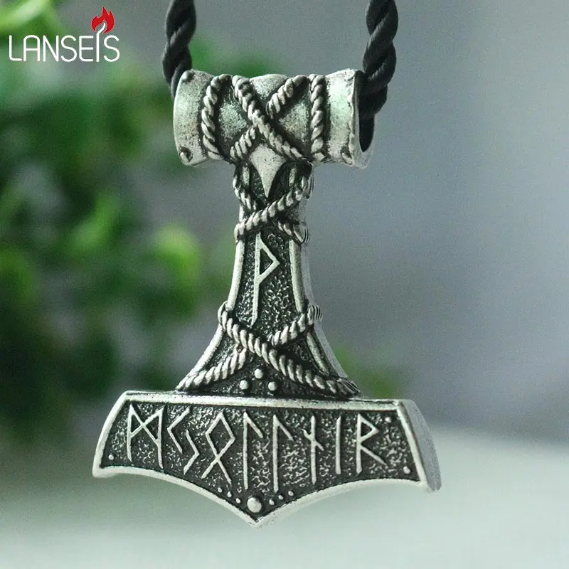 Lanseis 1 шт. Тор молот кулон викингов мужчины ожерелье Огромный Молот Тора мьельнир амулет скандинавский трикетра олень череп ювелирные изделия