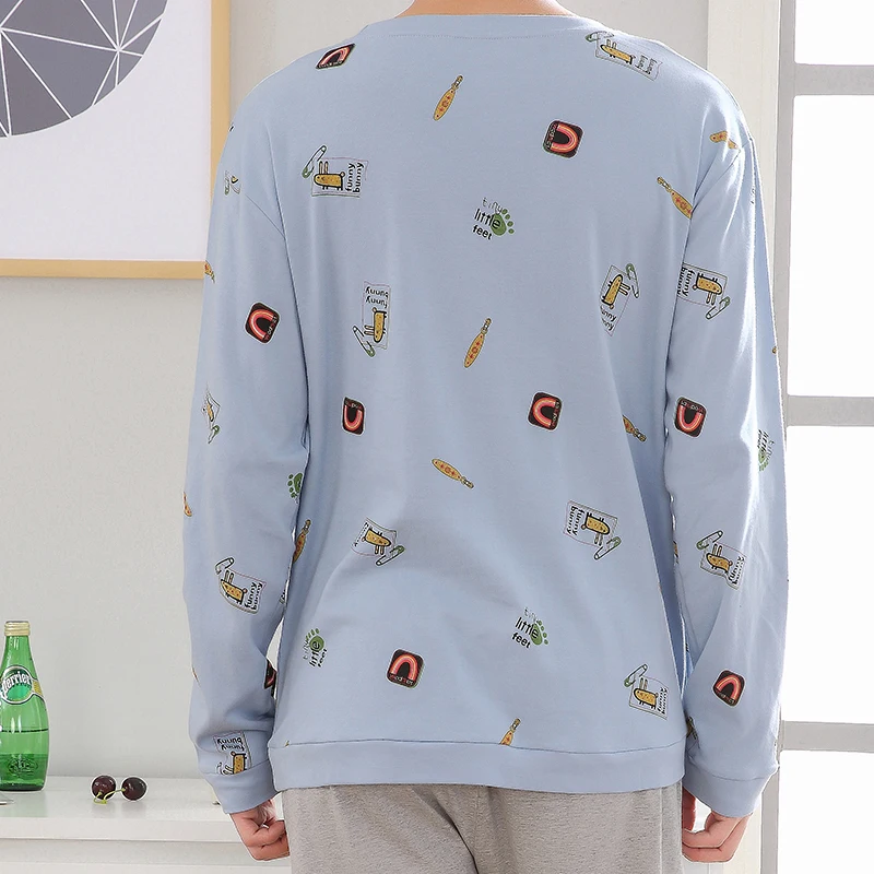 Hot Selling Brand Cotton Long Sleeve Couple Pajama Sets Masculine Mens Sleepwear Sexy Men's Sleep&Lounge Pajamas Home Clothing |