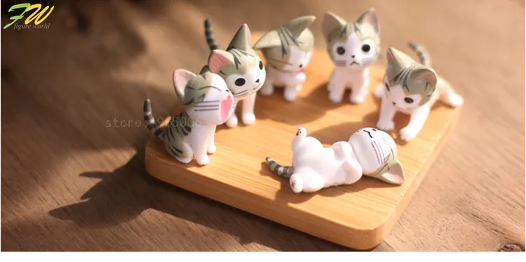 Миниатюрные фигурки кошки с сыром (6 шт./лот) игрушки Милая модель детские 4 см ПВХ