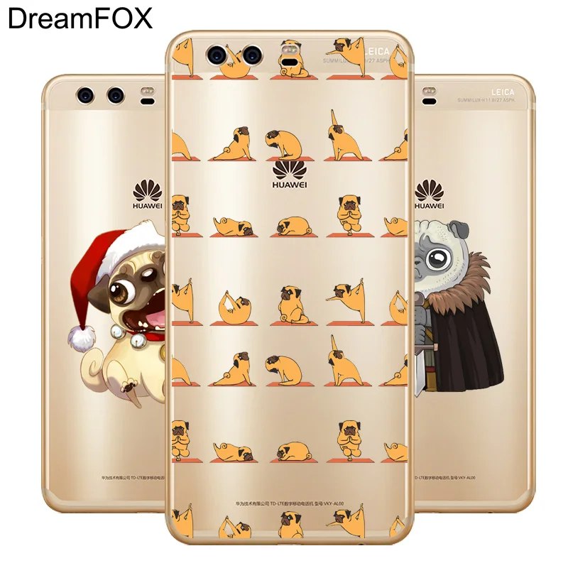 DREAMFOX L575 милая собака мопс Мягкий ТПУ силиконовый чехол для Huawei P8 P9 P10 Lite Plus 2017 Honor 8