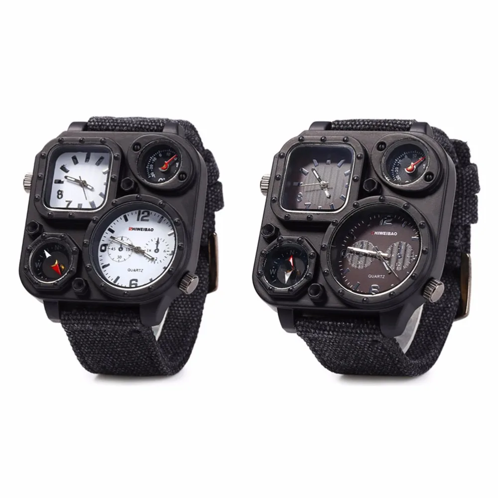 SHIWEIBAO J1169 Men's Dual-Movement Compass Sports Watch with Big Dial and Canvas Strap image 4