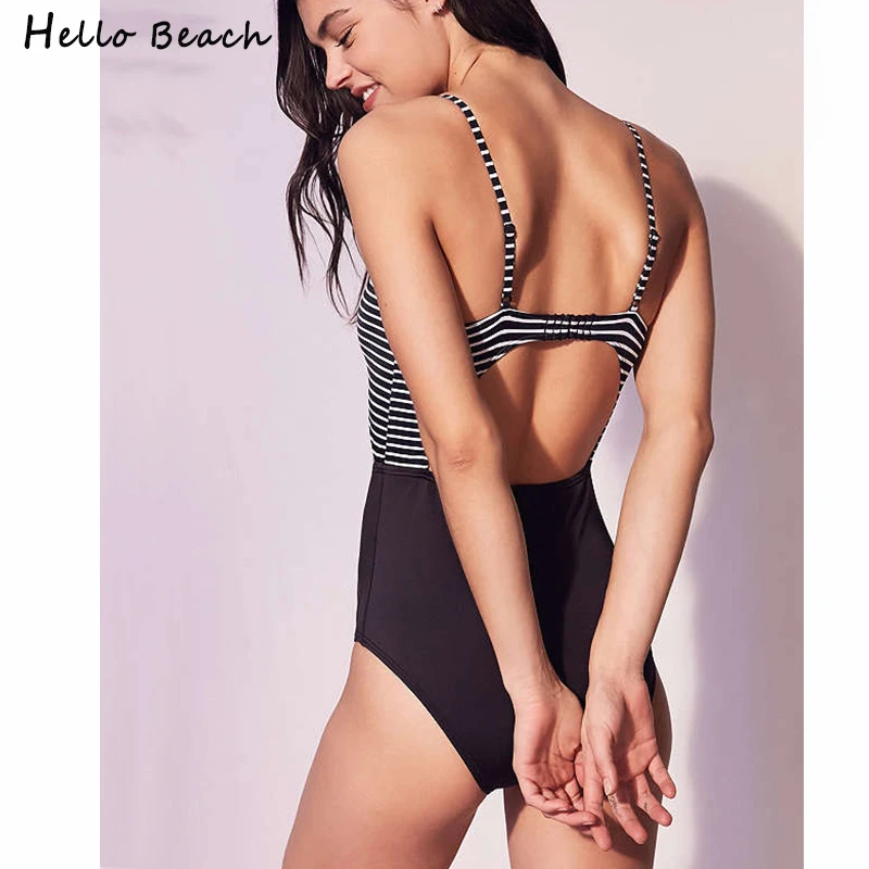 HELLO BEACH сексуальный цельный купальник Женский монокини с высокой талией открытый