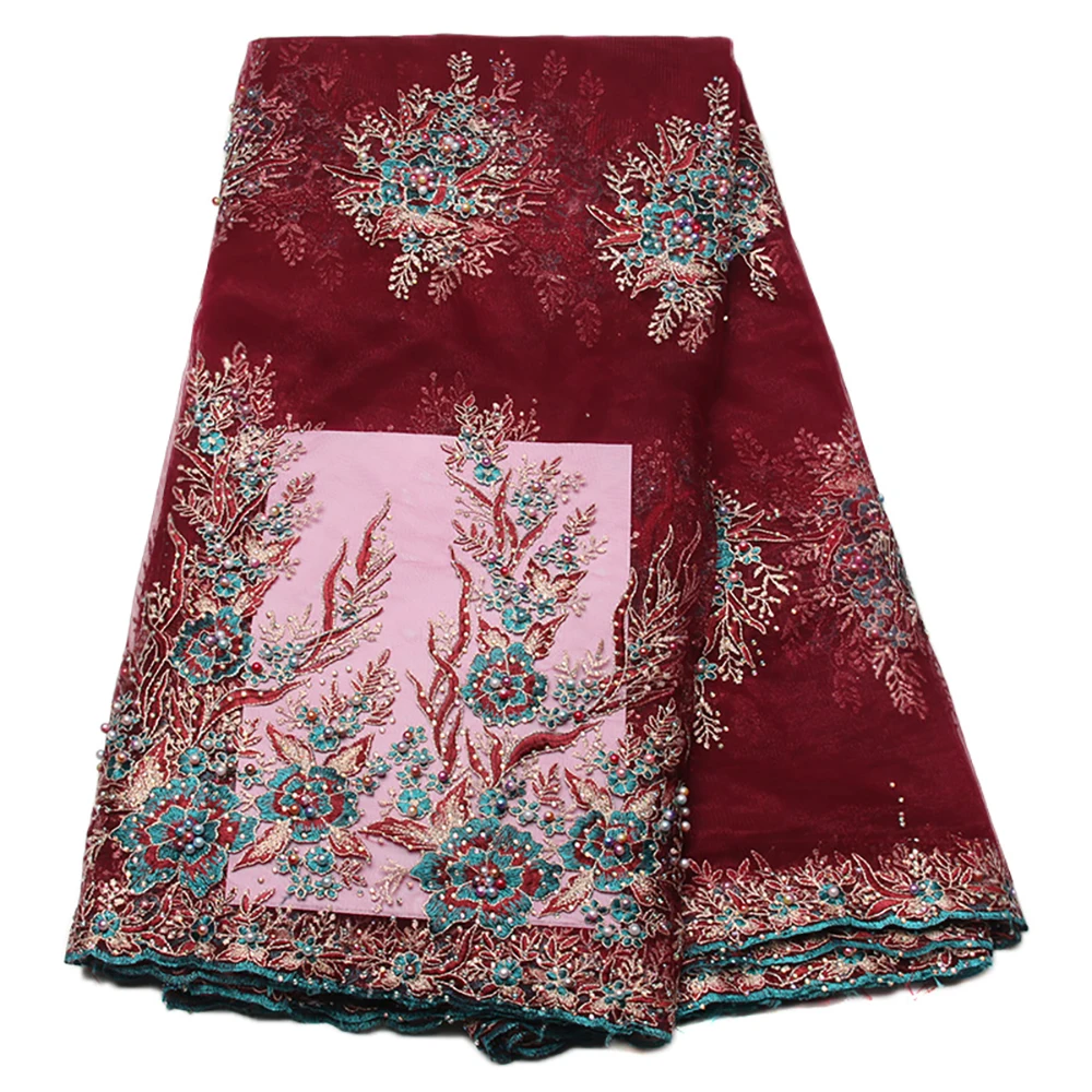 2018 Newest African Embroidered French Lace Nigerian Tulle Fabric 3D Flower | Дом и сад