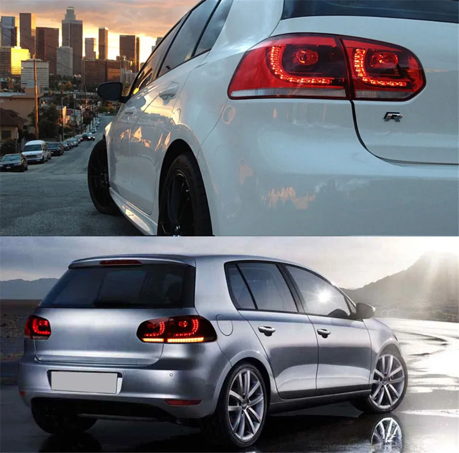Динамический мигающий темно красный светодиодный задний светильник Fir для VW Golf Gti