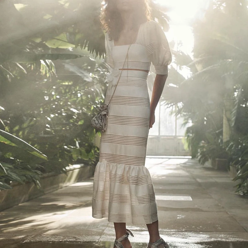 ZIM стильная блузка и юбка комплект из двух предметов Женская открытая рубашка