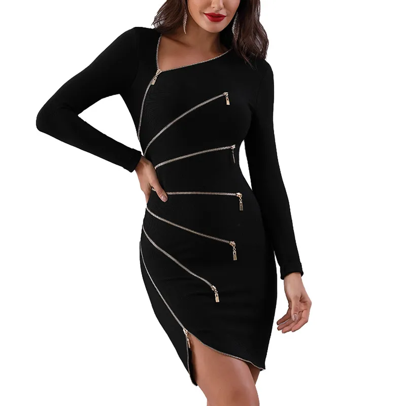 DressBird женское осенне зимнее Бандажное облегающее платье с длинным рукавом Vestidos