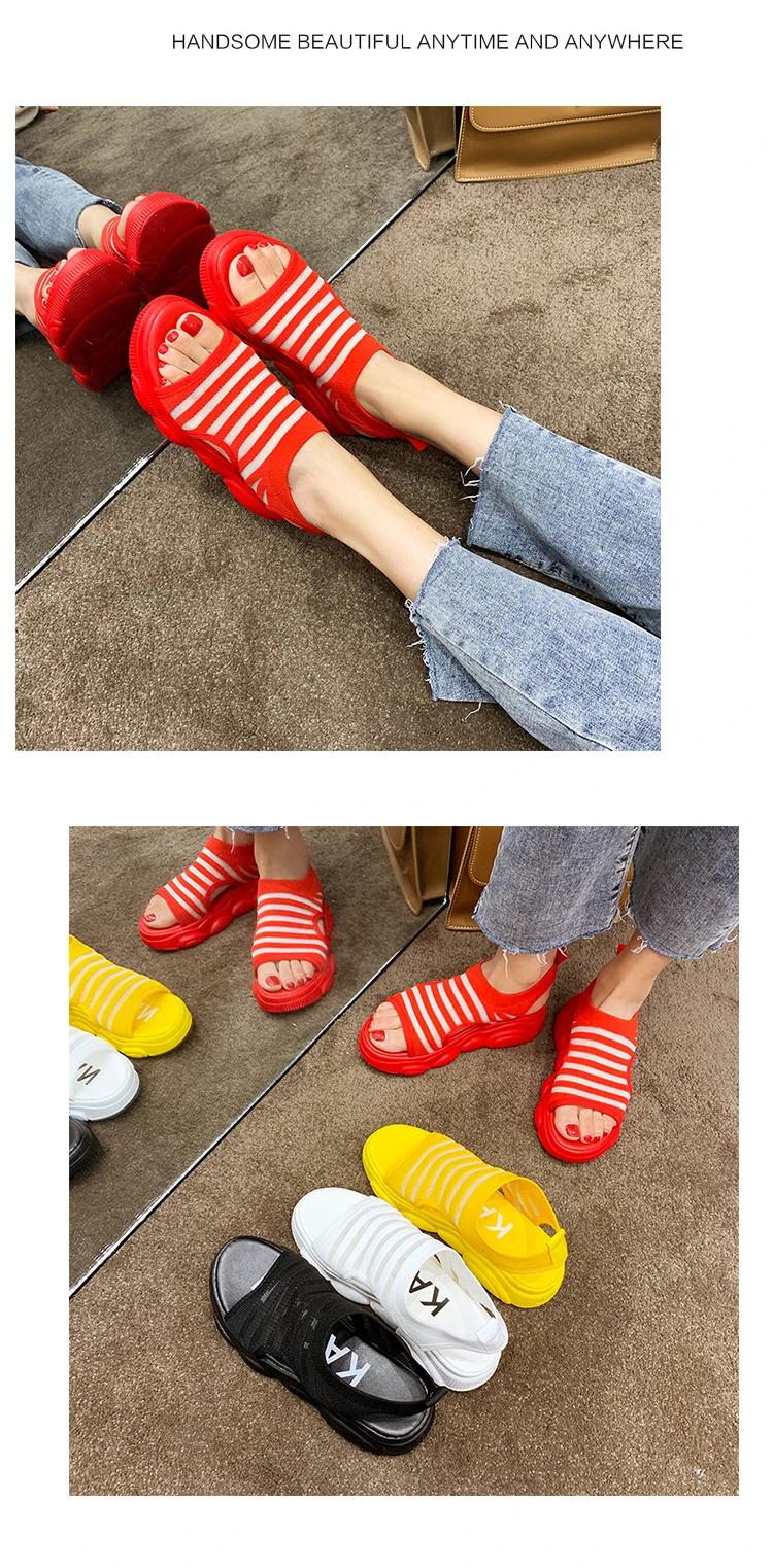 Sandals Elastic Band Comfort Shoes For Women Strappy Heels All-Match Women's Increasing Height Med Muffins shoe Clogs