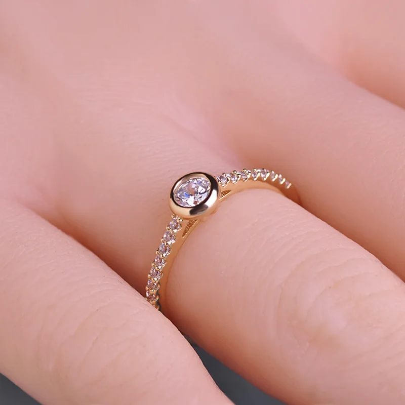 Blucome Простой Круглый Тонкий Обручальные Кольца Для Женщин Человек Циркон Медь