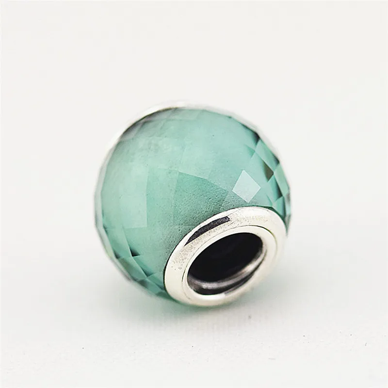 925 Sterling Silver Bead Petite Facets Green Crystal Charm Fit Original Pandora Bracelet Women Gift DIY Jewelry Wholesale | Украшения и