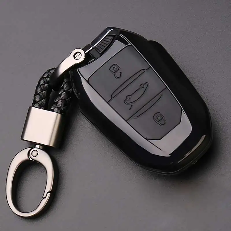 ABS Silicone Carbon Fiber Car Key Case Cover For Peugeot 301 308 408 508 2008 3085 3008 307 206 Chain Caso Chave | Автомобили и