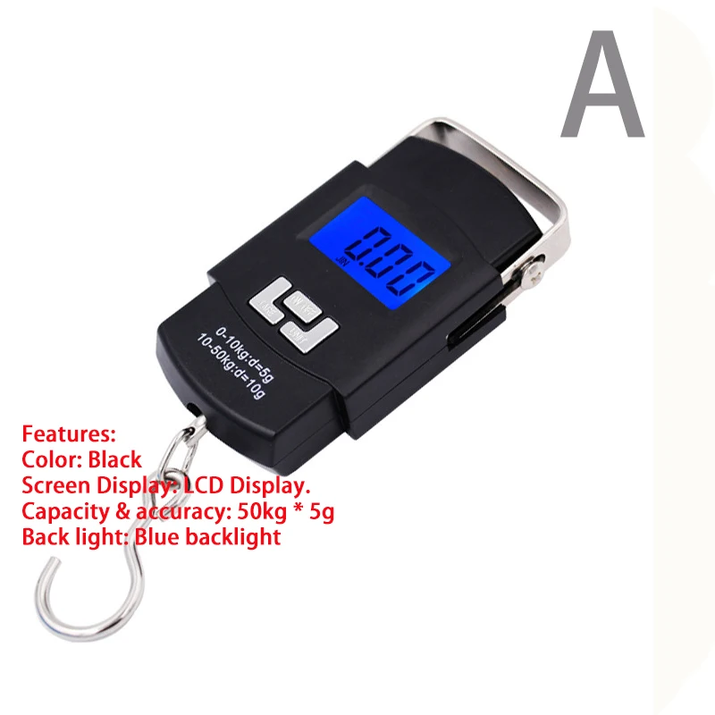 a1 Карман ручные весы 50 кг/10g ЖК-дисплей дисплей цифровые электронные ручной крюк балансировочное Взвешивание с Подсветка 20% DT6 - Цвет: a1