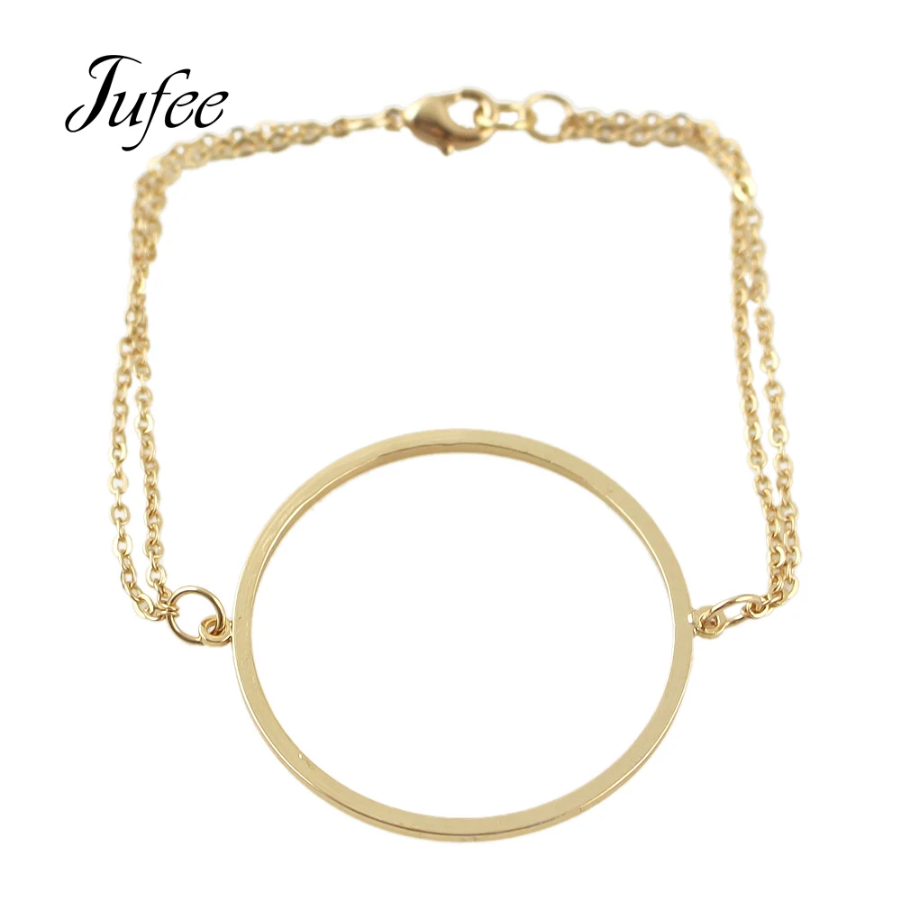 Jufee минималистский украшения Черное золото Цвет серебро multi Слои цепь с круг