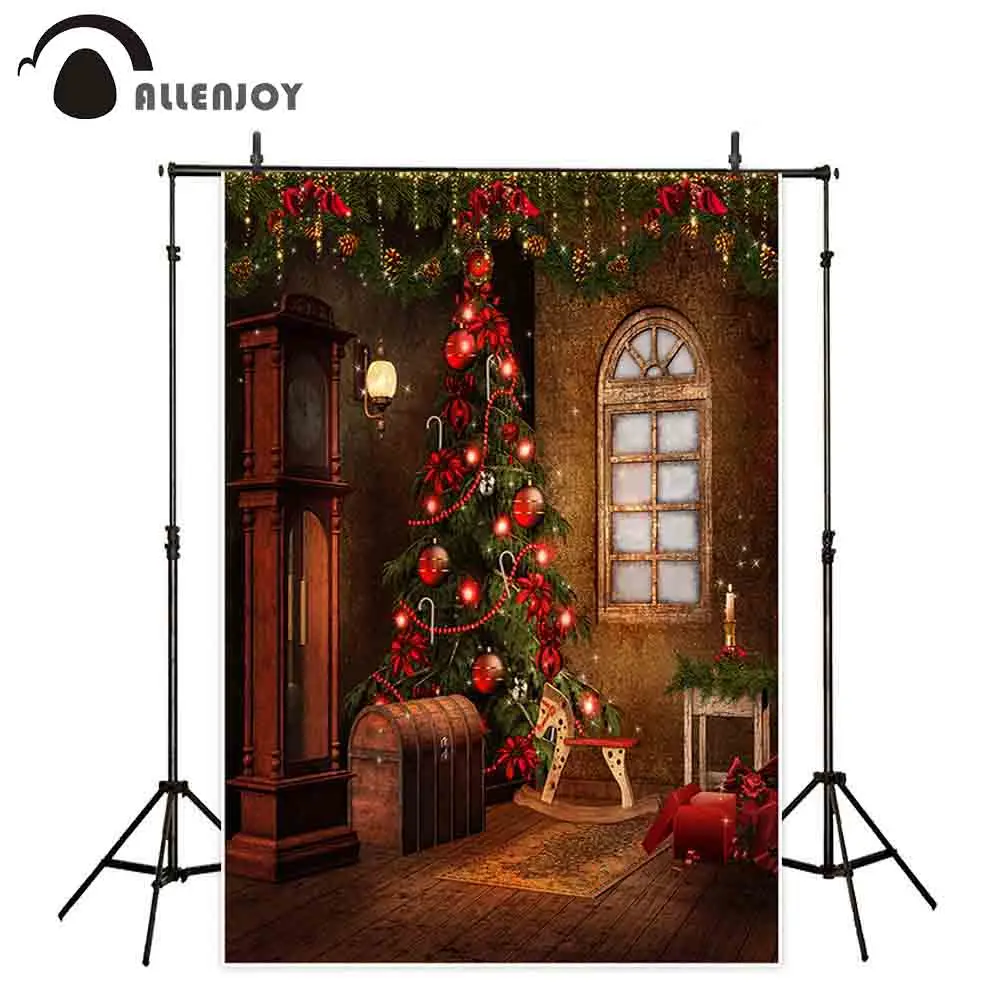 Allenjoy фон для фотографии Рождественская елка новый год крытое окно коричневая