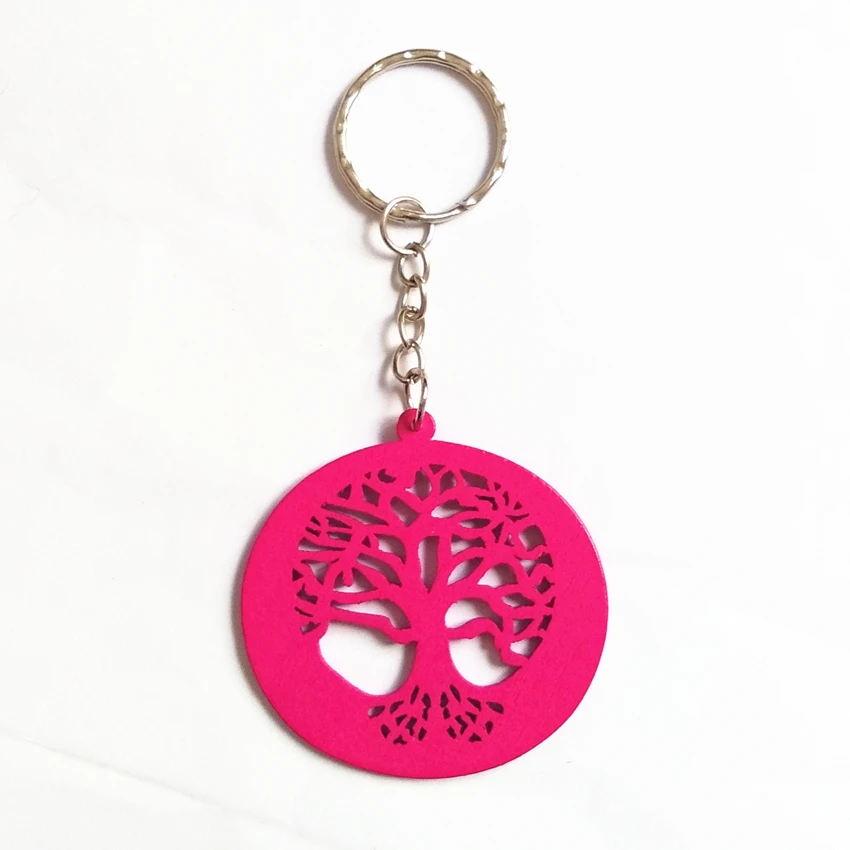 12 шт./лот новый модный брелок с аккуратной резкой древесина жизни красочная