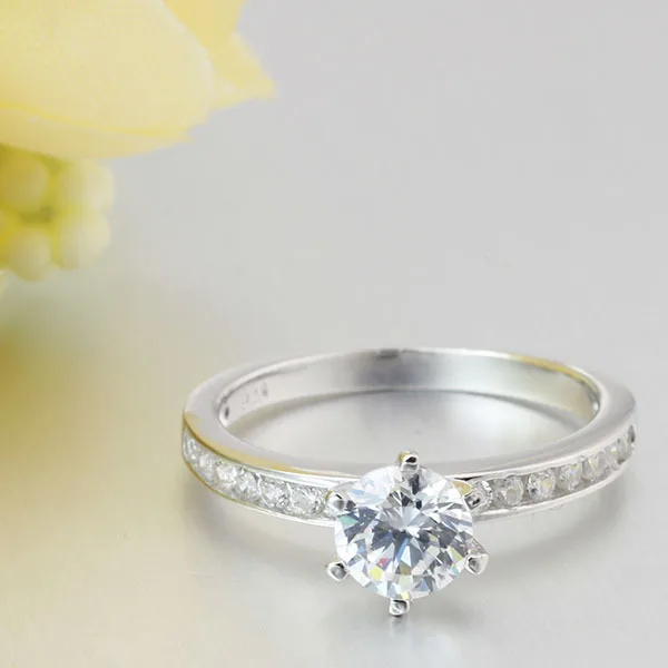 Genuine 925 Simple Classic Engagement Ring for Woman Solid Sterling Silver .75Ct Wedding Ring(RI100622) | Украшения и аксессуары