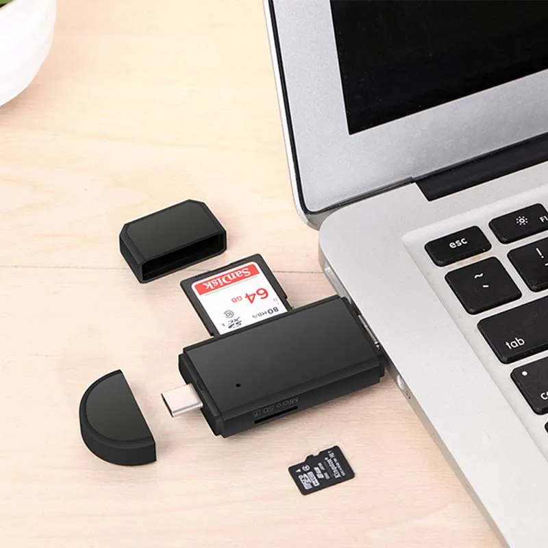 Высокоскоростное устройство для чтения карт OTG Type C &amp micro USB 3 в 1 USB2.0 универсальное