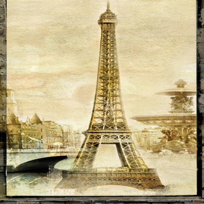 Пользовательские росписи 3D обои Эйфелева башня ТВ фон стерео на заказ гостиная